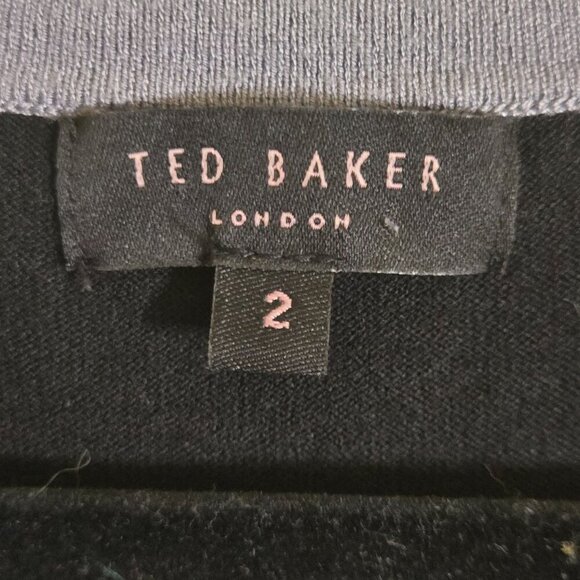Ted Baker Bodycon Gray Black Sleeveless Sweater Dress  Size 2 - Picture 3 of 4